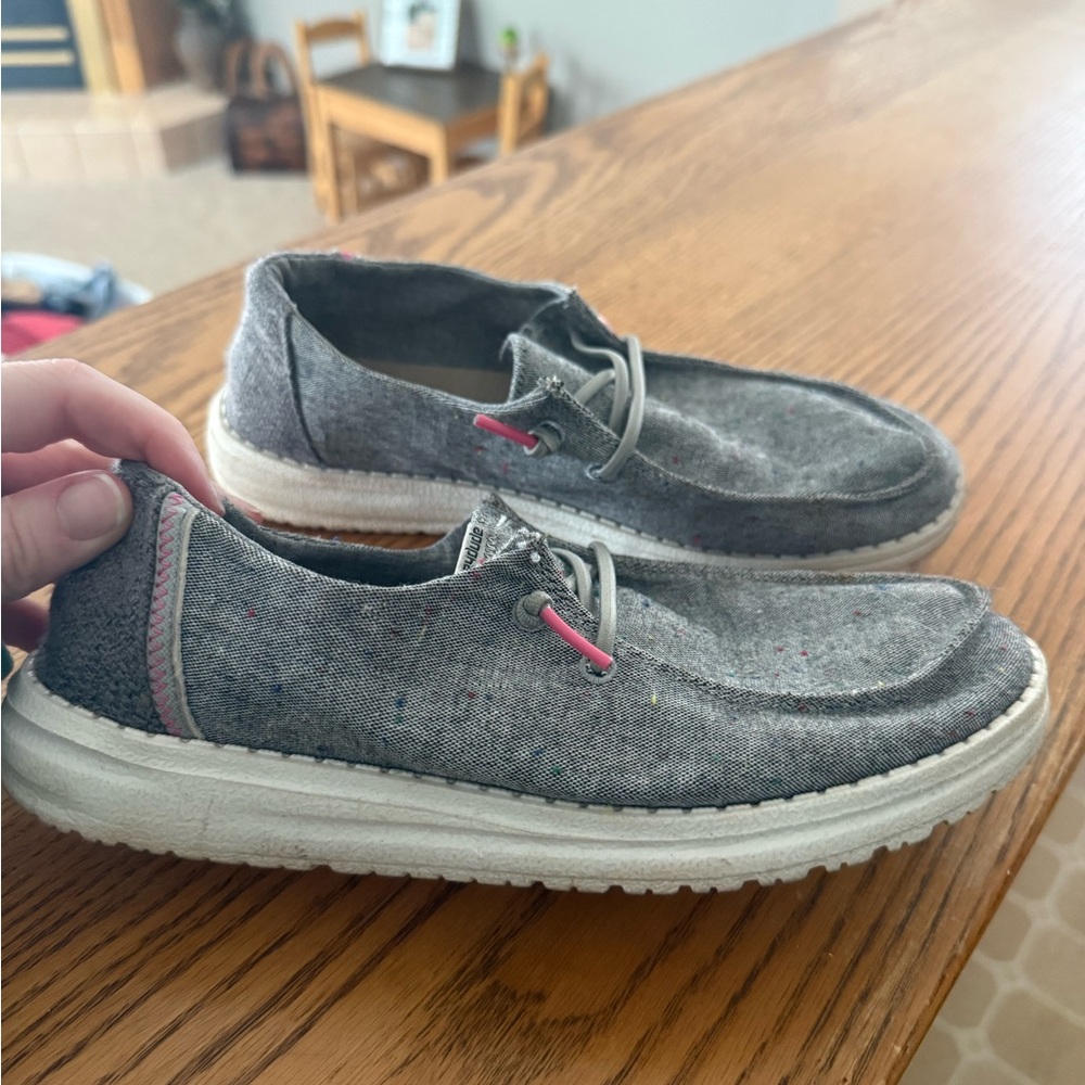 Women’s Grey Hey Dudes. Size 6.